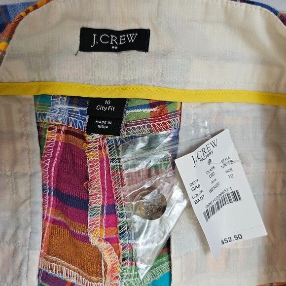 J.CREW City Fit Plaid Patchwork Shorts~Size 10~New - Picture 5 of 8